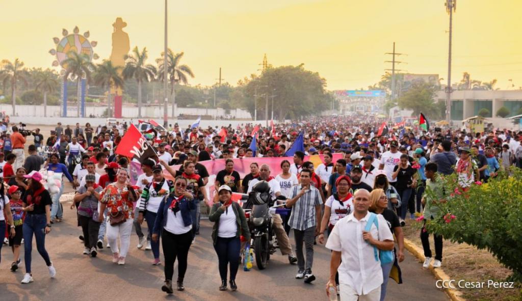 Nicaraguai fiatalok szolidaritási demonstrációja Palesztináért május 5-én Managuában