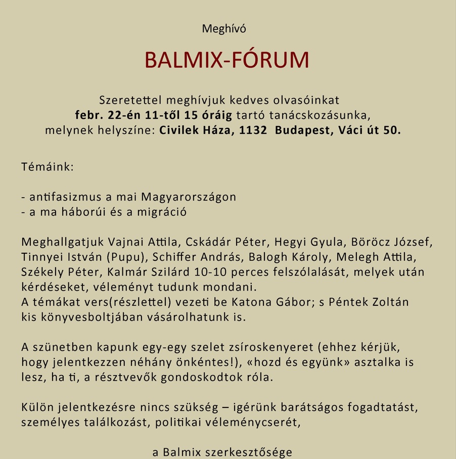 Balmix-fórum meghívó