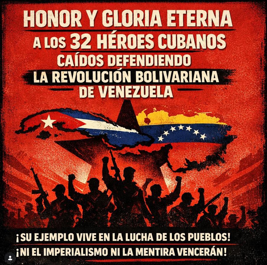 Emlékplakát a Venezuelában elesett 32 kubai tiszteletére