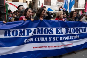 Tiltakozás a folyamatos amerikai blokád ellen (Madrid, 2026. március 1.)