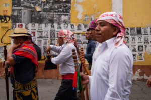 Indián képviselők tüntetése Guatemalavárosban