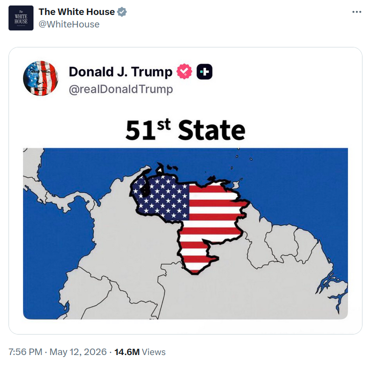 Trump bejegyzése, amelyet a Fehér Ház fiókja is megosztott