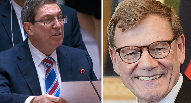 Kuba és Németország külügyminiszterei: Bruno Rodríguez (balra) és Johann Wadephul (jobbra)
